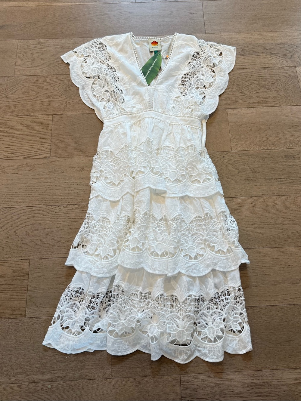 FARM Rio Richelier Embroidered V-Neck Dress - Picture 1 of 8